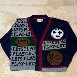 Vintage Hot Cashews Sports Patch Cardigan Boys Football Soccer Basketball 6/7